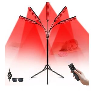 Red Light Therapy Lamp for Face Body, 5 Heads Infrared Therapy Device, 7 Colors